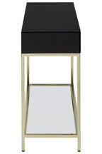 Gloss Black Wooden Cabinet Console Table with 2 Drawers and Gold Metal Frame | Kensington Townhouse