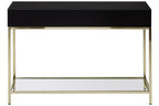 Gloss Black Wooden Cabinet Console Table with 2 Drawers and Gold Metal Frame | Kensington Townhouse
