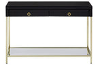 Gloss Black Wooden Cabinet Console Table with 2 Drawers and Gold Metal Frame | Kensington Townhouse