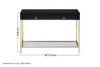 Gloss Black Wooden Cabinet Console Table with 2 Drawers and Gold Metal Frame | Kensington Townhouse
