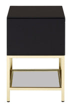Gloss Black Wooden Cabinet Side Table with 2 Drawers and Gold Metal Frame | Kensington Townhouse