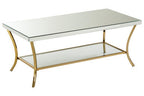 Silver Mirrored Top Coffee Table with Gold Metal Curved Legs | Kensington Townhouse