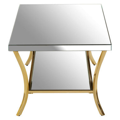Silver Mirrored Top Coffee Table with Gold Metal Curved Legs | Kensington Townhouse