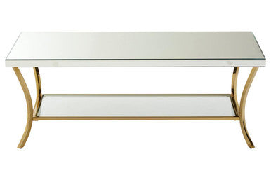Silver Mirrored Top Coffee Table with Gold Metal Curved Legs | Kensington Townhouse