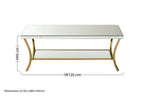Silver Mirrored Top Coffee Table with Gold Metal Curved Legs | Kensington Townhouse