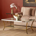 Silver Mirrored Top Coffee Table with Gold Metal Curved Legs | Kensington Townhouse