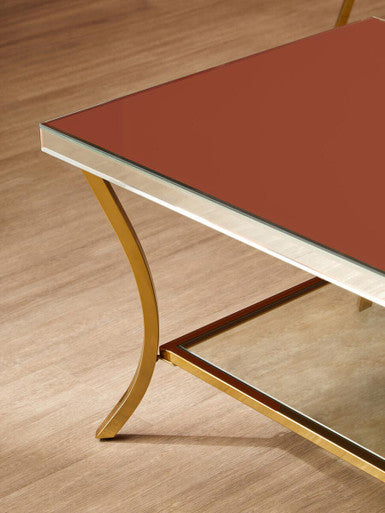 Silver Mirrored Top Coffee Table with Gold Metal Curved Legs | Kensington Townhouse