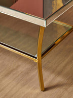 Silver Mirrored Top Coffee Table with Gold Metal Curved Legs | Kensington Townhouse