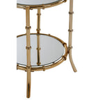 Clear Mirrored Top Side Table with Ring Clasp Detail and Gold Finish Iron Base | Kensington Townhouse