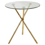 Clear Glass Top Side Table with Gold Bamboo Style Legs | Kensington Townhouse