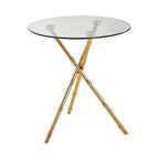 Clear Glass Top Side Table with Gold Bamboo Style Legs | Kensington Townhouse