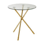 Clear Glass Top Side Table with Gold Bamboo Style Legs | Kensington Townhouse