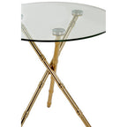 Clear Glass Top Side Table with Gold Bamboo Style Legs | Kensington Townhouse