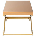 Light Brown Glass Top Coffee Table with Gold Finish Iron Frame | Kensington Townhouse