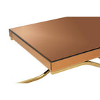 Light Brown Glass Top Coffee Table with Gold Finish Iron Frame | Kensington Townhouse