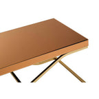 Light Brown Glass Top Coffee Table with Gold Finish Iron Frame | Kensington Townhouse