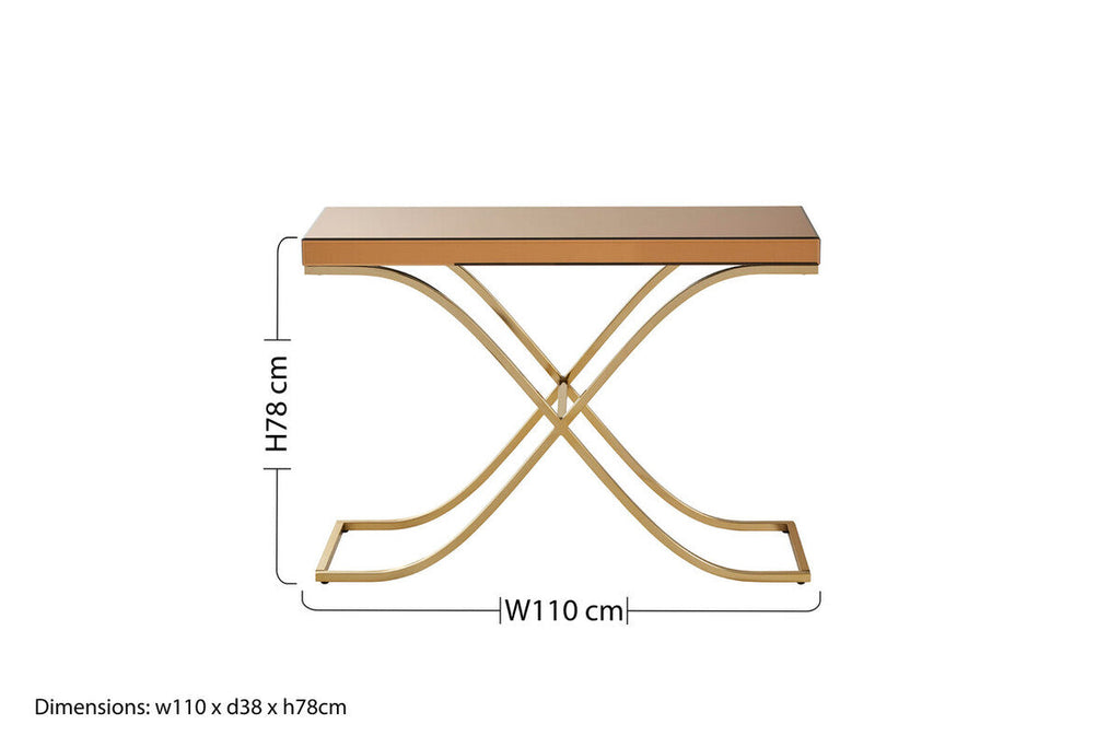 Brown Glass Top Console Table with Gold Iron Frame | Kensington Townhouse