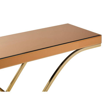 Brown Glass Top Console Table with Gold Iron Frame | Kensington Townhouse