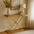 Brown Glass Top Console Table with Gold Iron Frame | Kensington Townhouse