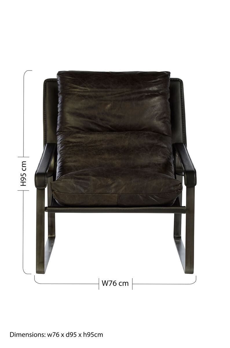 Dark Brown Leather Lounge Chair | Hoxton