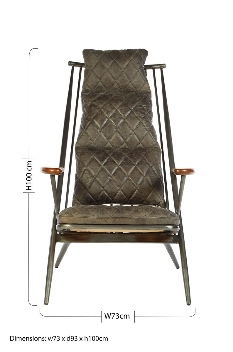 Genuine Grey Leather Chair | Hoxton