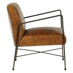 Light Brown Genuine Leather and Iron Lounge Chair | Hoxton