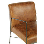 Light Brown Genuine Leather and Iron Lounge Chair | Hoxton