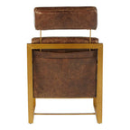 Brown Leather Lounge Chair with Rose Gold Iron Frame | Hoxton