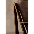 Brown Leather Lounge Chair with Rose Gold Iron Frame | Hoxton