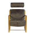 Grey Leather Lounge Chair with Rose Gold Finish Frame | Hoxton