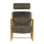Grey Leather Lounge Chair with Rose Gold Finish Frame | Hoxton