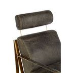 Grey Leather Lounge Chair with Rose Gold Finish Frame | Hoxton