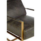 Grey Leather Lounge Chair with Rose Gold Finish Frame | Hoxton