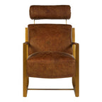 Light Brown Leather Lounge Chair with Iron Frame | Hoxton