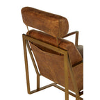 Light Brown Leather Lounge Chair with Iron Frame | Hoxton