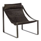 Antique Black Leather Sling Chair | Hoxton