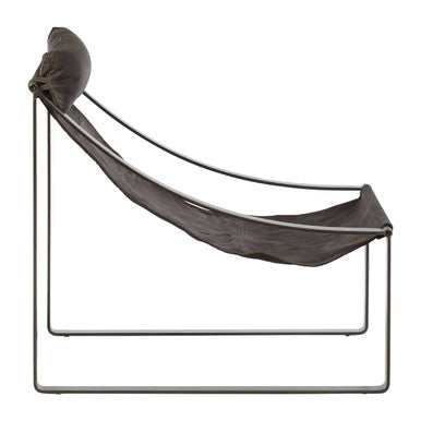 Antique Black Leather Sling Chair | Hoxton