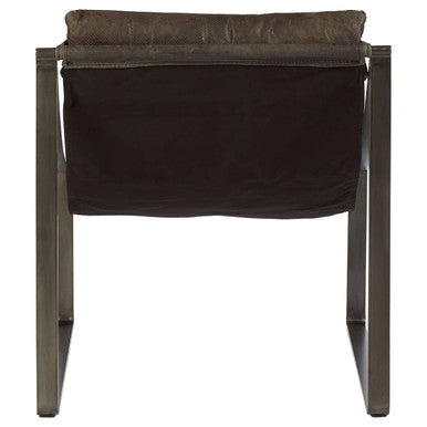 Antique Black Leather Sling Chair | Hoxton
