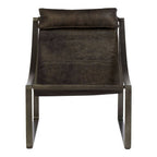 Antique Black Leather Sling Chair | Hoxton