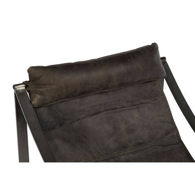 Antique Black Leather Sling Chair | Hoxton