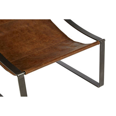 Genuine Light Brown Leather Sling Chair | Hoxton