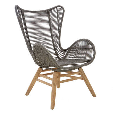 Grey Rope Lounge Chair and Footstool | Sisal