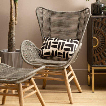 Grey Rope Lounge Chair and Footstool | Sisal