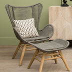 Grey Rope Lounge Chair and Footstool | Sisal
