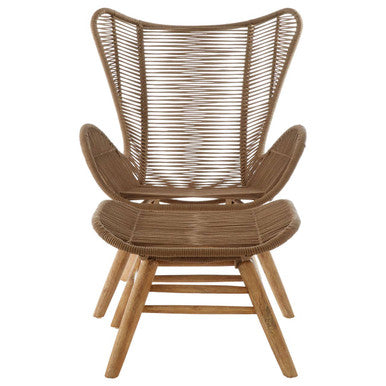 Latte Rope Lounge Chair and Footstool | Sisal