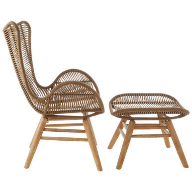 Latte Rope Lounge Chair and Footstool | Sisal