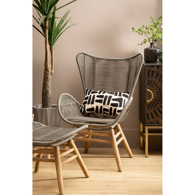 Latte Rope Lounge Chair and Footstool | Sisal