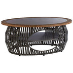 Grey Stone and Natural Wood Top Coffee Table with Rope Base | Opus