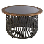 Grey Stone and Natural Wood Top Coffee Table with Rope Base | Opus