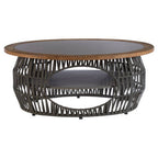 Grey Stone and Natural Wood Top Coffee Table with Rope Base | Opus